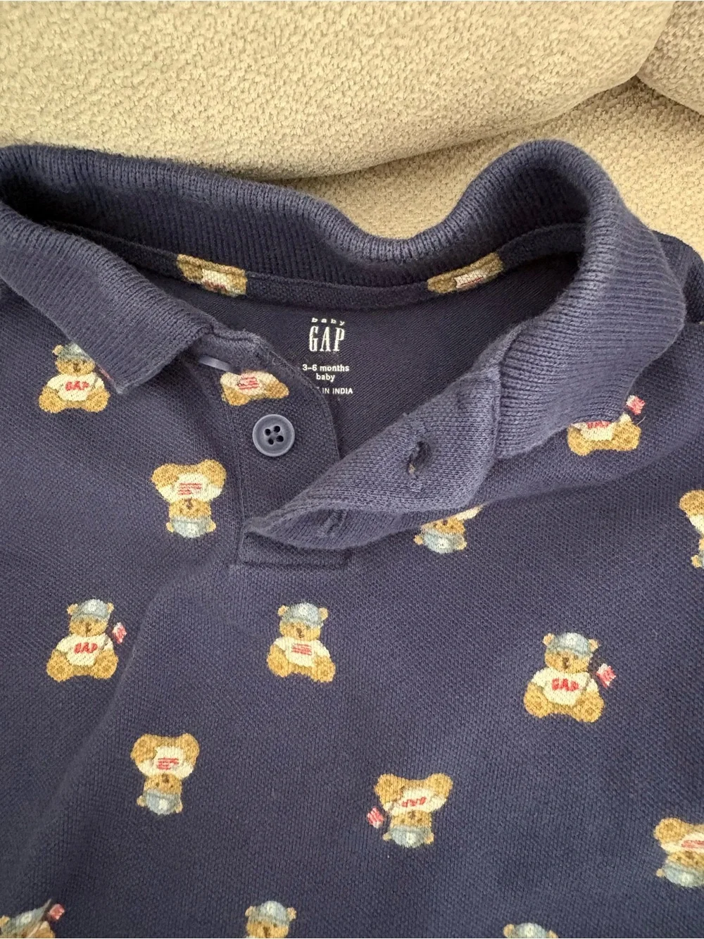 GAP Navy Bear Print Polo & Shorts Set